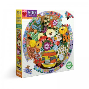Purple Bird and Flowers 500 Pc Rd Puzzle